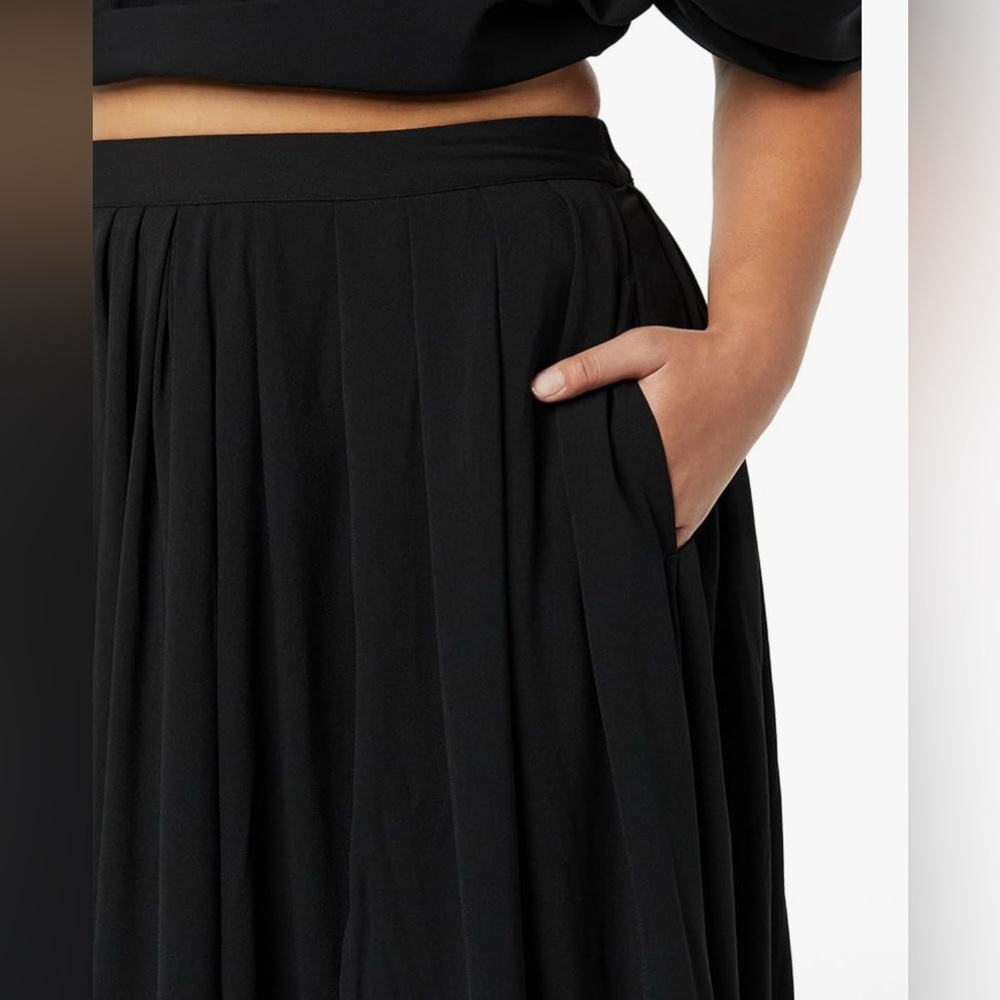 Black High Low Midi Skirt Flowy Whimsy Goth M Witchy Pockets - Picture 2 of 5